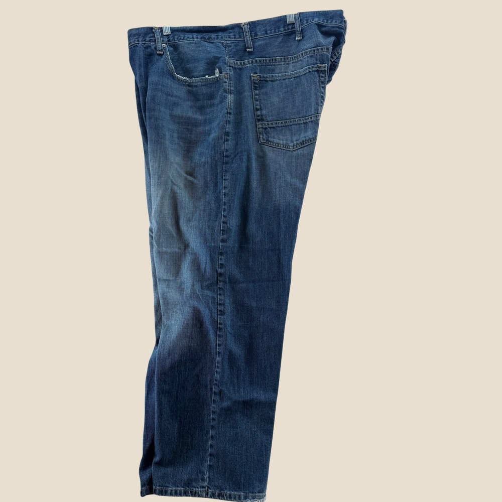 Nautica Mens‎ Straight Leg Blue Denim Jeans Medium Wash Distressed 44x32 Relaxed